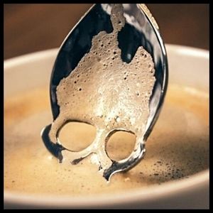 GOTH SKULL Stainless Steel Sugar/Bar Spoon Silver